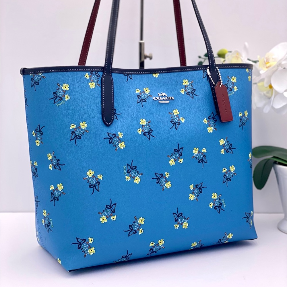 Coach City Tote with Floral Bow Print - Picture 1 of 12